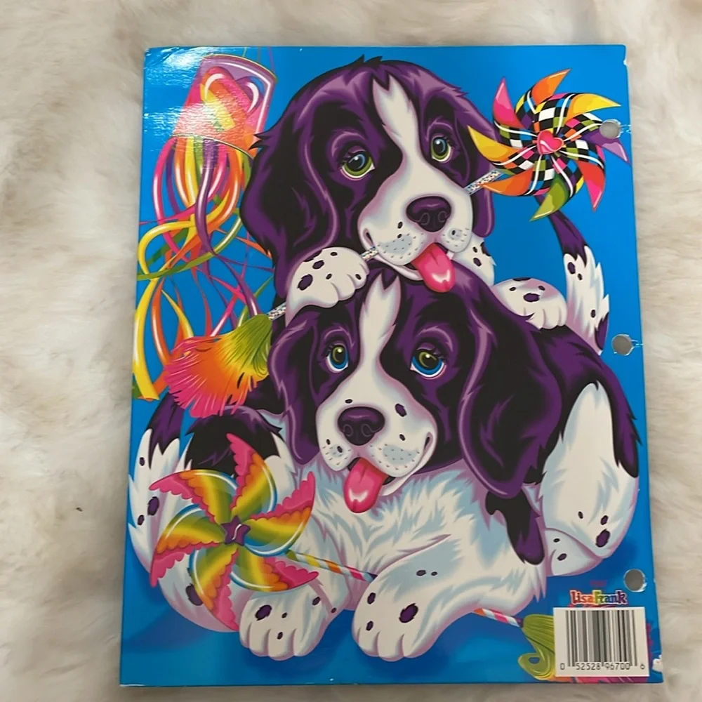 Vintage Lisa Frank folder Violet and Velvet Dog Dogs Colorful Spaniels